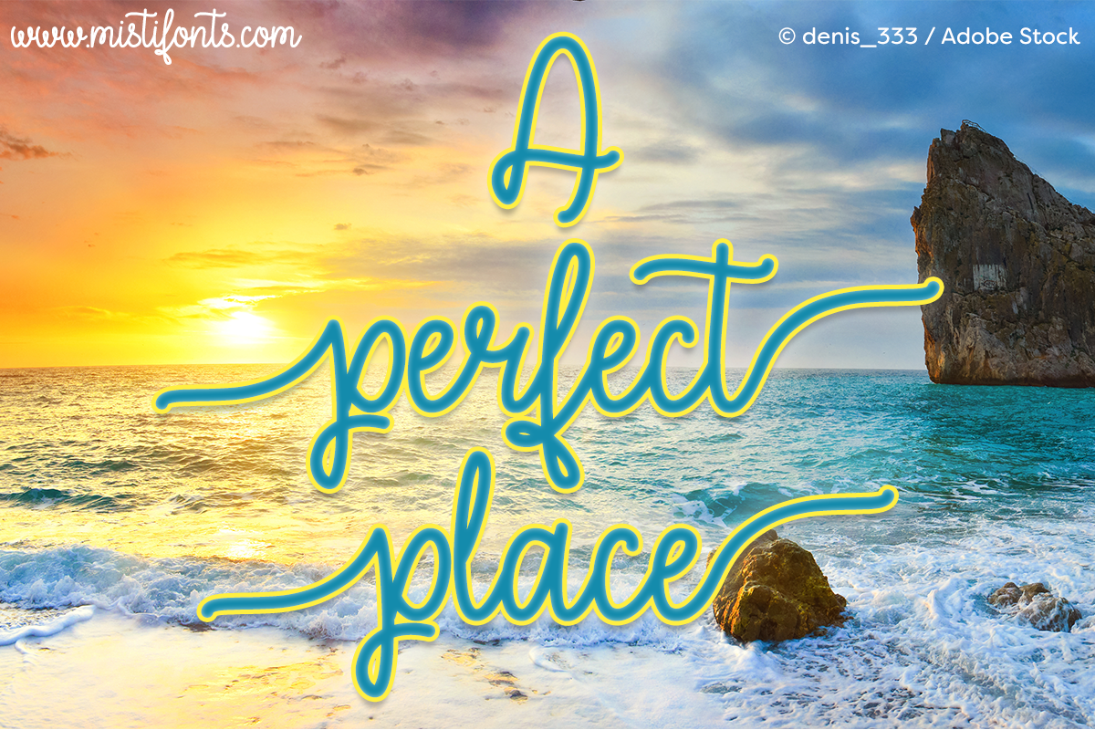 A Perfect Place by Misti's Fonts. Image credit: © denis_333 / Adobe Stock