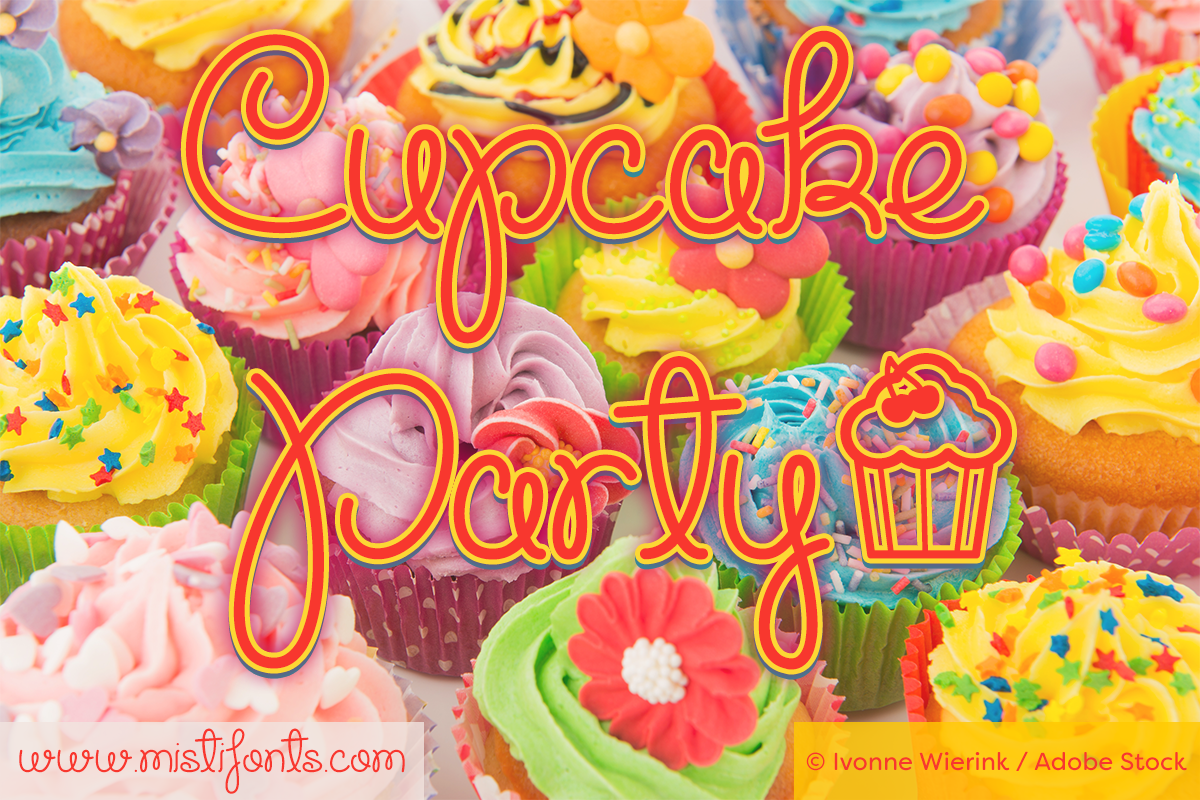 Cupcake Party by Misti's Fonts. Image credit: © Ivonne Wierink / Adobe Stock