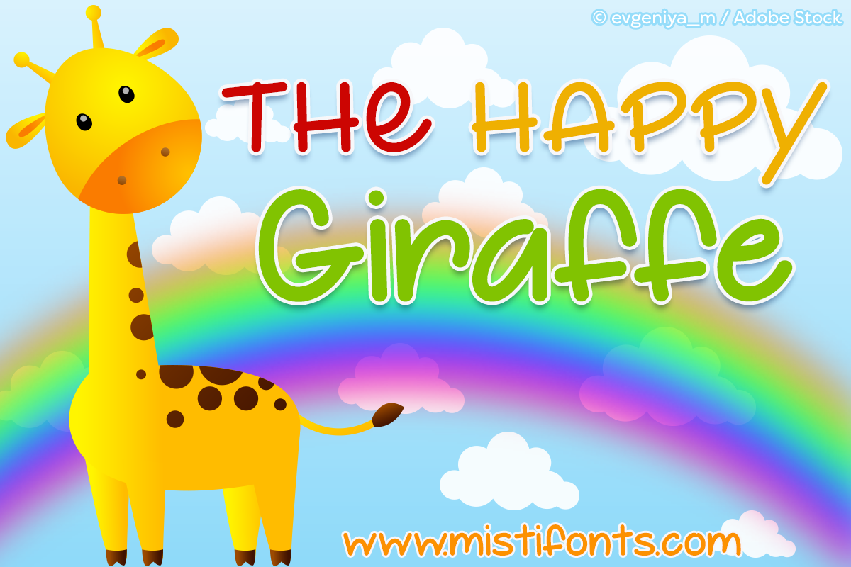 The Happy Giraffe Font by Misti's Fonts. Image credit: © evgeniya_m / Adobe Stock