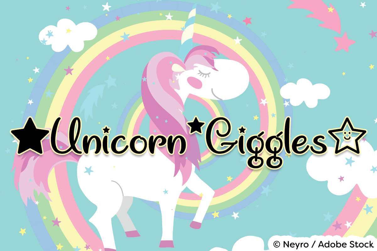 Unicorn Giggles by Misti's Fonts. Image credit: © Neyro / Adobe Stock