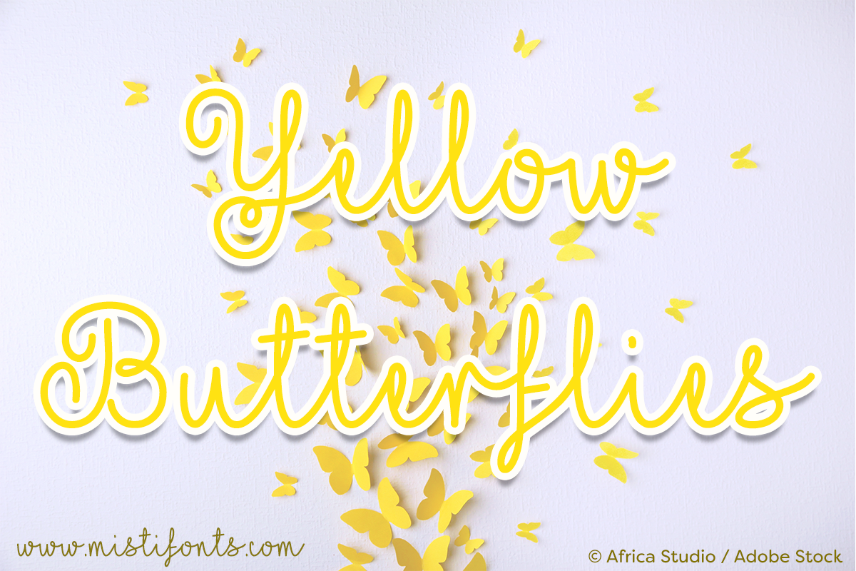Yellow Butterflies by Misti's Fonts. Image Credit: © Africa Studio / Adobe Stock