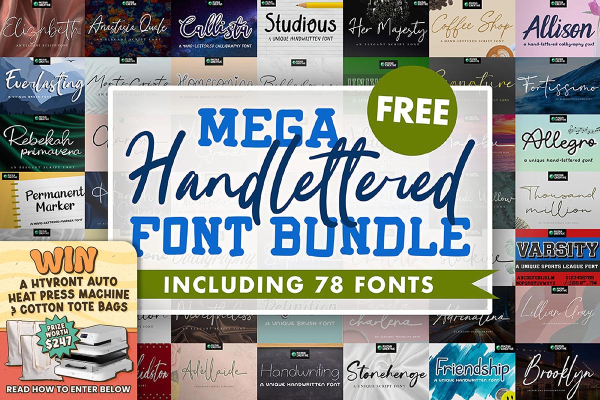 Mega Handlettered Font Bundle
