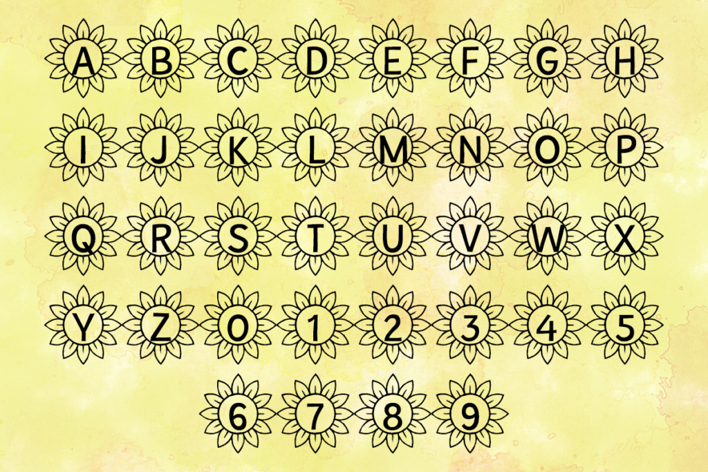 Sunflower Alphabet Typeface by Misti's Fonts