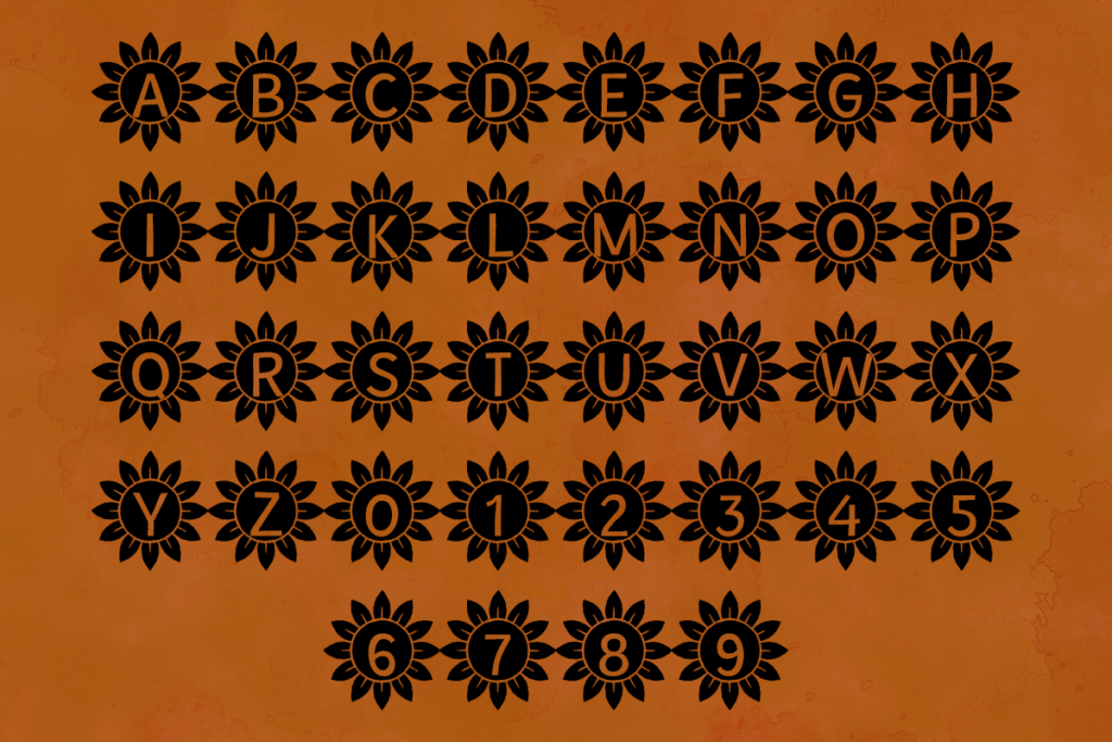 Sunflower Alphabet Typeface by Misti's Fonts